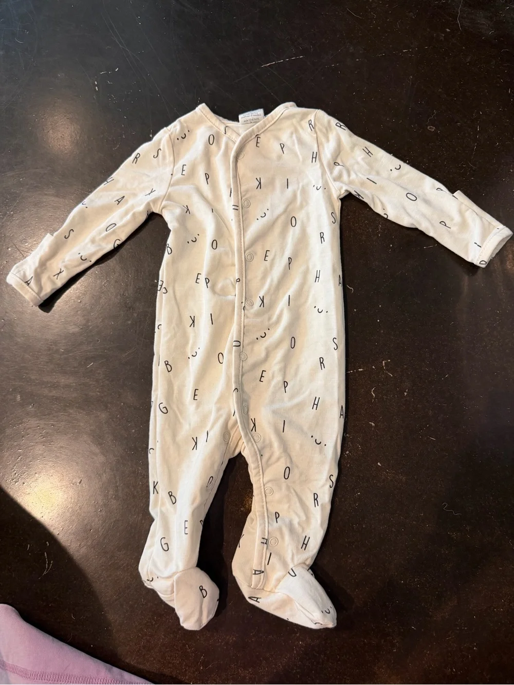 Starting Out Cream Footed One-Piece with Alphabet Print